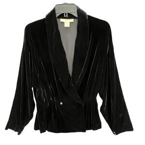 Blunauta Blazer Jacket Womens US 8 Black Velvet Double Breasted Vamp Whimsygoth